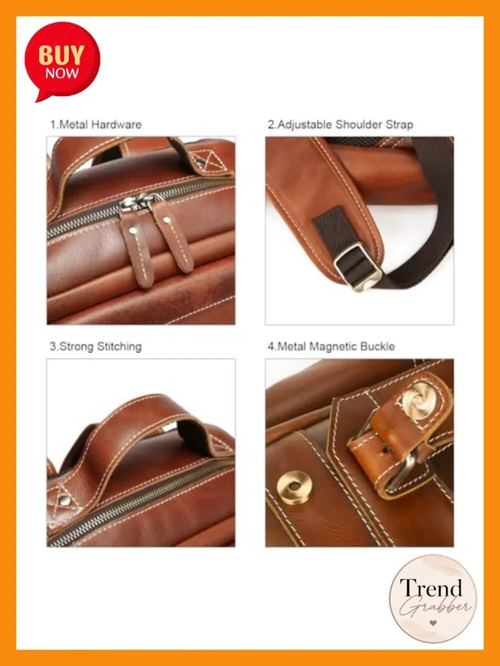Vintage Genuine Leather Laptop Backpack for Men, Fits 15.6